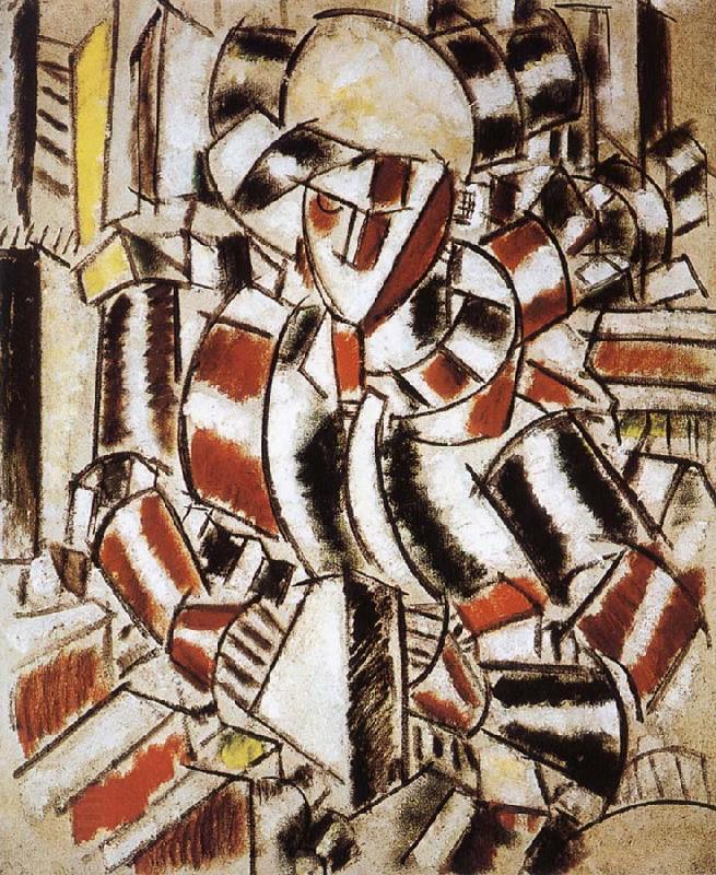 Fernard Leger The fem wearing in red and green color